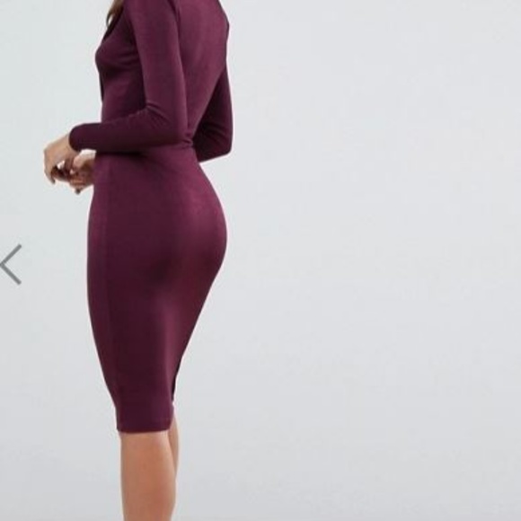 Deep Plunge Shoulder Pad Midi Dress - Picture 3 of 3